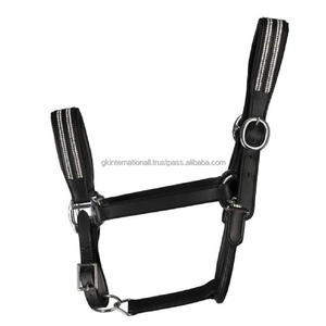 Halter de caballo de cuero genuino decorativo con cristales de lujo en todos los tamaños personalizados con relleno suave de vaca en Noseband y herrajes de latón - Product Image 4