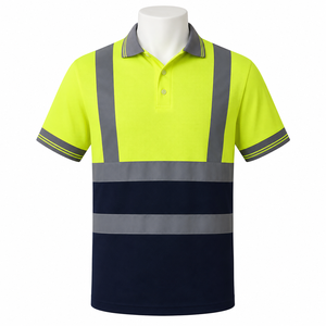 Polo de sécurité haute visibilité réfléchissant, respirant, séchage rapide, uniforme de travail, vêtements de chantier, travaux routiers, t-shirt haute visibilité pour hommes - Product Image 1