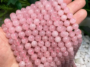 ลูกปัดโรสควอตซ์ธรรมชาติขนาด 8 มม. รูปทรงกลม ขัดเงา สำหรับทำสร้อยข้อมือและเครื่องประดับ ขายส่ง - Product Image 3