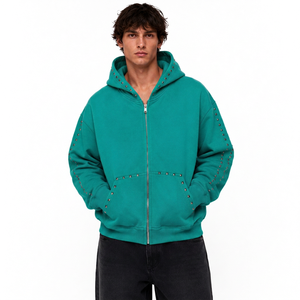Custom Mens Hand Beaded <b>Hoodie</b> Premium Fleece Oversized Streetwear Pullover Private Label OEM ODM Apparel Factory - Product Image 6