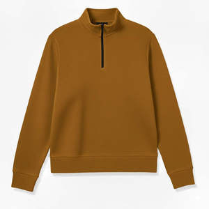 Sweat-shirts personnalisés pour hommes à col roulé et demi-zip, en tissu 100% coton, grande taille, épaules tombantes, sweat-shirt vierge à quart de zip pour hommes - Product Image 2