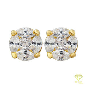Boucles d'oreilles clous de luxe en argent sterling 925 avec diamant de laboratoire et accent doré, bijoux de mode élégants en gros - Product Image 4