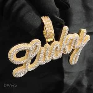 Colgante de Plata de Ley 925 con Baño de Oro de 18K y Moissanita VVS, con Nombre Personalizado en Cursiva de Dos Tonos para Hombre - Product Image 5