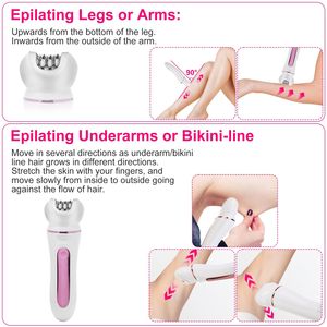 Kit d'épilation électrique 5-en-1 pour femmes, rechargeable, avec rasoir, brosse faciale, éliminateur de callosités et masseur 5 points - Product Image 5