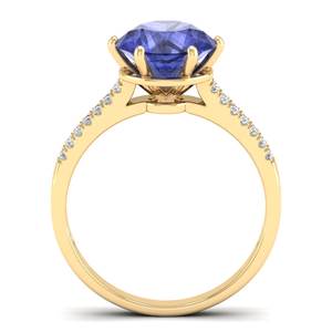 Anillos de compromiso de oro macizo de 14 quilates con diamantes de diseño elegante REYES para mujer, regalo de boda con piedra preciosa de tanzanita de lujo, joyería fina - Product Image 4