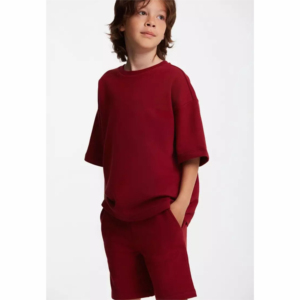 2026 Boys Custom Logo Cotton Short Sleeve T-Shirt and Shorts Set Crew Neck Loose <b>Fit</b> Casual Wear Summer Set with Side Pockets - Product Image 6