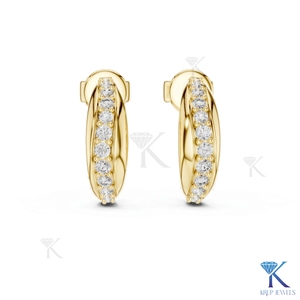 Pendientes de Aro Abierto con Diamantes CVD Cultivados en Laboratorio, Engaste de Canal, Oro Sólido de 14K y 18K, Joyería de Lujo para Mujer, Fabricante de Joyas de Boda - Product Image 2