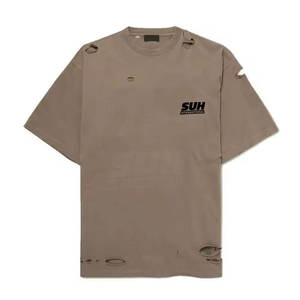 Camiseta de manga corta de alta calidad 100% algodón para hombre, estilo desgastado, corte holgado, con logo personalizado impreso, camiseta desgastada para hombre - Product Image 1