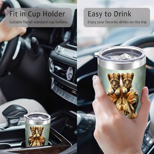 20oz Stainless Steel Tumbler Vacuum Insulated <b>Double</b> <b>Wall</b> No Condensation Travel <b>Mug</b> With Lion Design - Product Image 4