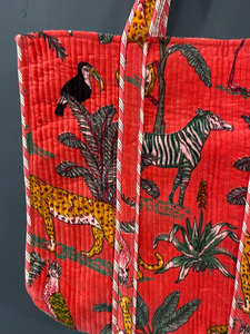 Sac fourre-tout matelassé en coton couleur unie style ethnique Peacock avec longues poignées et fermeture éclair pour l'été, l'automne, l'hiver, le quotidien, les courses et les voyages - Product Image 4