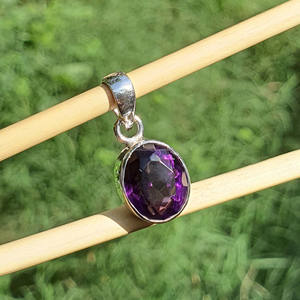 ทำด้วยมือ925เงินสเตอร์ลิงเครื่องประดับชุบทองจี้อเมทิสต์สีม่วงตัดรูปไข่ขายส่งจี้เสน่ห์อัญมณีแอฟริกัน - Product Image 3