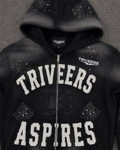 Triveers Women’s Premium <b>Rhinestone</b> Oversized Full Zip Hoodie Heavyweight Vintage Wash Streetwear <b>Jacket</b> Hoodie For Women's - Product Image 5