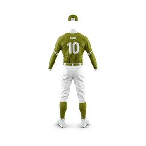 Uniforme de baseball pour homme, vert olive et blanc, manches longues, boutons sur le devant, respirant, coupe classique, vêtements pour toutes les saisons - Product Image 2
