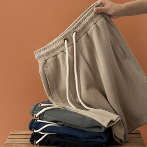 Shorts en molleton uni surdimensionnés avec logo personnalisé, streetwear, coton, shorts de sport pour hommes - Product Image 4