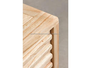 Mesa de Noche Flotante de Madera Maciza de Mango |   Estante de Pared para Dormitorio de Madera con 2 Cajones |   Mueble de Almacenamiento Moderno para Dormitorio - Product Image 4