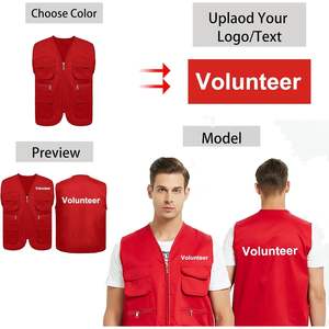 2025 ropa de trabajo de supermercado personalizada Chaleco de actividad voluntaria con estampado de transferencia de calor multibolsillo - Product Image 3