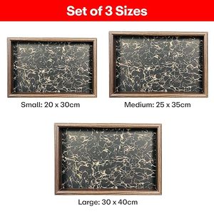 Modern Art Decorative for Wood Serving Tray with Marble Pattern <b>Engraved</b> Design for Kitchen Dining Restaurant - Product Image 2