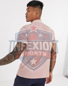 Men's <b>Pink</b> Short Sleeve <b>Polo</b> <b>Shirt</b> Cotton Pique Solid Color Casual Style Breathable Knitted Design - Product Image 3