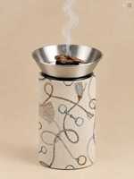 Brûleur à Bakhoor en bois avec bol en métal pour Oud aromatique et décoration intérieure