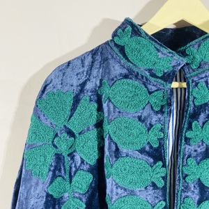 Handmade <b>Velvet</b> Embroidered Suzani Jacket – Boho Suzani Floral Coat, Artistic Festival Outerwear - Product Image 3