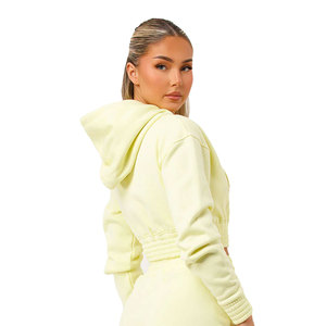 Haut de sport actif respirant et très élastique, coupe moderne, couleur unie classique, style streetwear, pour femme, été, avec capuche - Product Image 3