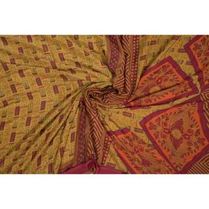 Vintage Indian Poly Silk Saree Printed Fabric Dress Making Material Sewing Craft Textile - Product Image 2