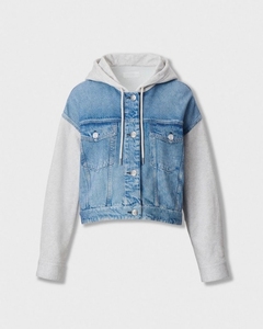 Veste à capuche en jean pour femme de haute qualité, manches longues, respirante, en coton, décontractée, pour l'hiver, avec logo personnalisé - Product Image 5