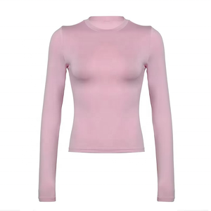 Camiseta Deportiva Básica de Color Sólido con Cintura Elástica para Mujer, Top Corto que Combina con Todo - Product Image 6