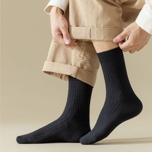 Men's Crew <b>Socks</b> Solid Color Knitted 100% Cotton Breathable Daily Wear Autumn Standard <b>Thickness</b> Two Seasons Wear - Product Image 1