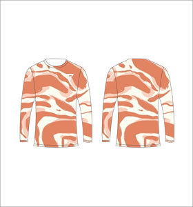 Men Terracotta Orange Swirl Long Sleeve T Shirt <b>Peach</b> Cream Marble Pattern Crewneck Tee Casual Streetwear <b>Tops</b> Gym Training - Product Image 1