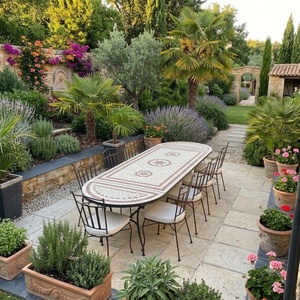 Ensemble de salle à manger de patio en fer forgé traditionnel robuste, résistant aux intempéries, meubles de jardin d'extérieur, table et chaises 10+ - Product Image 4
