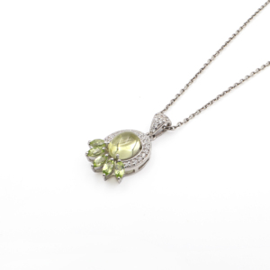 Conjunto de Pendientes y Colgante de Plata de Ley 925 con Cuarzo Limón Natural y Peridoto, Chapado en Rodio, Joyería Fina OEM ODM - Product Image 5
