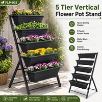 Jardinera Vertical de 5 Niveles al por Mayor con Cajas de Plástico, Soporte para Plantas de Exterior que Ahorra Espacio para Balcón y Patio