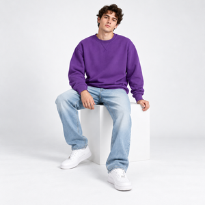 Sweat-shirt épais pour homme, col rond, manches longues, en molleton bouclé, coupe courte, style streetwear, pour l'hiver, OEM ODM, faible MOQ, commande en gros - Product Image 6
