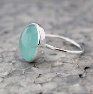 Bague en argent 925, bague en calcédoine, bague pour femme, grande bague en pierre, cadeau pour femme - Product Image 3