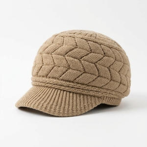 Bonnet tricoté unisexe personnalisé en gros avec motif élégant, bonnet d'hiver décontracté beige fait main pour adultes, circonférence de tête 56-58 cm - Product Image 6