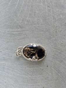 Colgante Ovalado Vintage Hecho a Mano con Turquesa Negra, Plata de Ley 925 Chapada en Oro, Joyería con Piedras Preciosas Naturales, Elegante Regalo para Mujer - Product Image 4