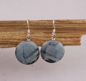 Pendientes de Ágata Azul Hechos a Mano, Plata de Ley 925, Estilo Bohemio Vintage, Pendientes Colgantes de Ágata con Banda, Proveedor de Joyería Fina - Product Image 5