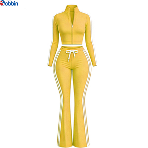Conjuntos Deportivos de Moda para Mujer con Logotipo Personalizado, Pantalones Deportivos Bordados, Top de Manga Larga con Cierre, Conjunto de 2 Piezas - Product Image 3