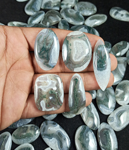 Wholesale Natural Green Moss Agate Rare Solar Quartz Smooth Loose Gemstone Cabochon for Jewelry Making Natural Solar Quartz - Product Image 4