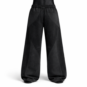 Pantalon de survêtement streetwear en denim de haute qualité, coupe ample, avec empiècements, double taille, dernier design - Product Image 2