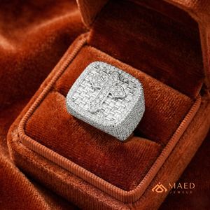 Anillo de Moissanita para Hombre, Estilo Hip Hop, Cruz con Halo de Baguette, Plata de Ley, Joyería de Lujo, Regalo - Product Image 5