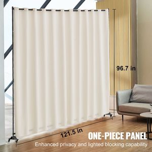 Divisorio portatile da 96 120 pollici con schermo divisorio Beige per Privacy con ruote per sala da pranzo e studio - Product Image 2