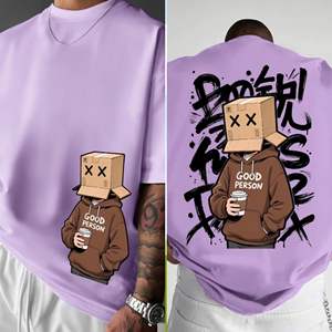 T-shirt Homme Oversize Vintage Streetwear 100% Coton Vierge OEM à Épaules Tombantes, Impression Personnalisée de Haute Qualité, Écologique - Product Image 1