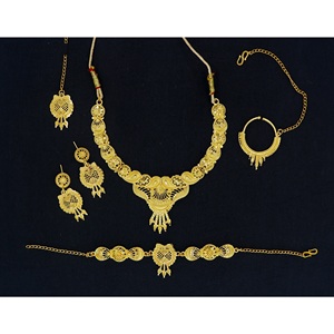 Gargantilla chapada en oro hermoso collar conjunto pendiente mujer diseñador matrimonio Petite Arabes tradicional Collar chapado en oro - Product Image 2