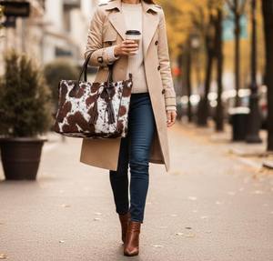 Sac fourre-tout de luxe en cuir de vachette uni avec fermeture éclair et broderie, vente en gros, qualité supérieure, logo personnalisé, prêt à la vente LHTB-0112 - Product Image 3