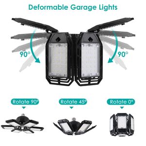 Luci LED da Soffitto per Garage 160W, 2 Pezzi, Deformabili E26/E27, 6 Pale di Illuminazione Regolabili, Apparecchi per Parcheggi - Product Image 4