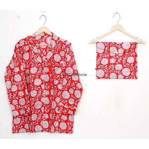 Conjunto de Pijama de Verano 100% Algodón con Estampado Floral Vintage para Mujer, con Cintura Elástica y Mangas Largas, Ropa de Playa y para Estar en Casa - Product Image 2