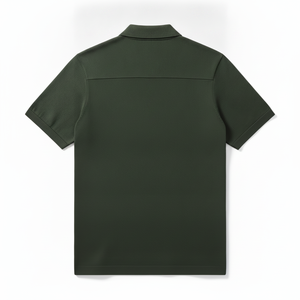 Zipper Casual Solid Design Men's Dark Green Short Sleeve Knitted Polo <b>Shirt</b> Zipper Polo <b>Collar</b> Casual Wear Polo <b>T</b> <b>Shirt</b> - Product Image 3
