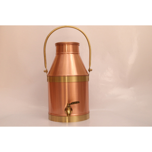 Premium Pure Copper Water <b>Dispenser</b> Tank with Brass Tap & Handle Handcrafted Storage Matka for Healthy <b>Drinking</b> & Home Kitchen - Product Image 1